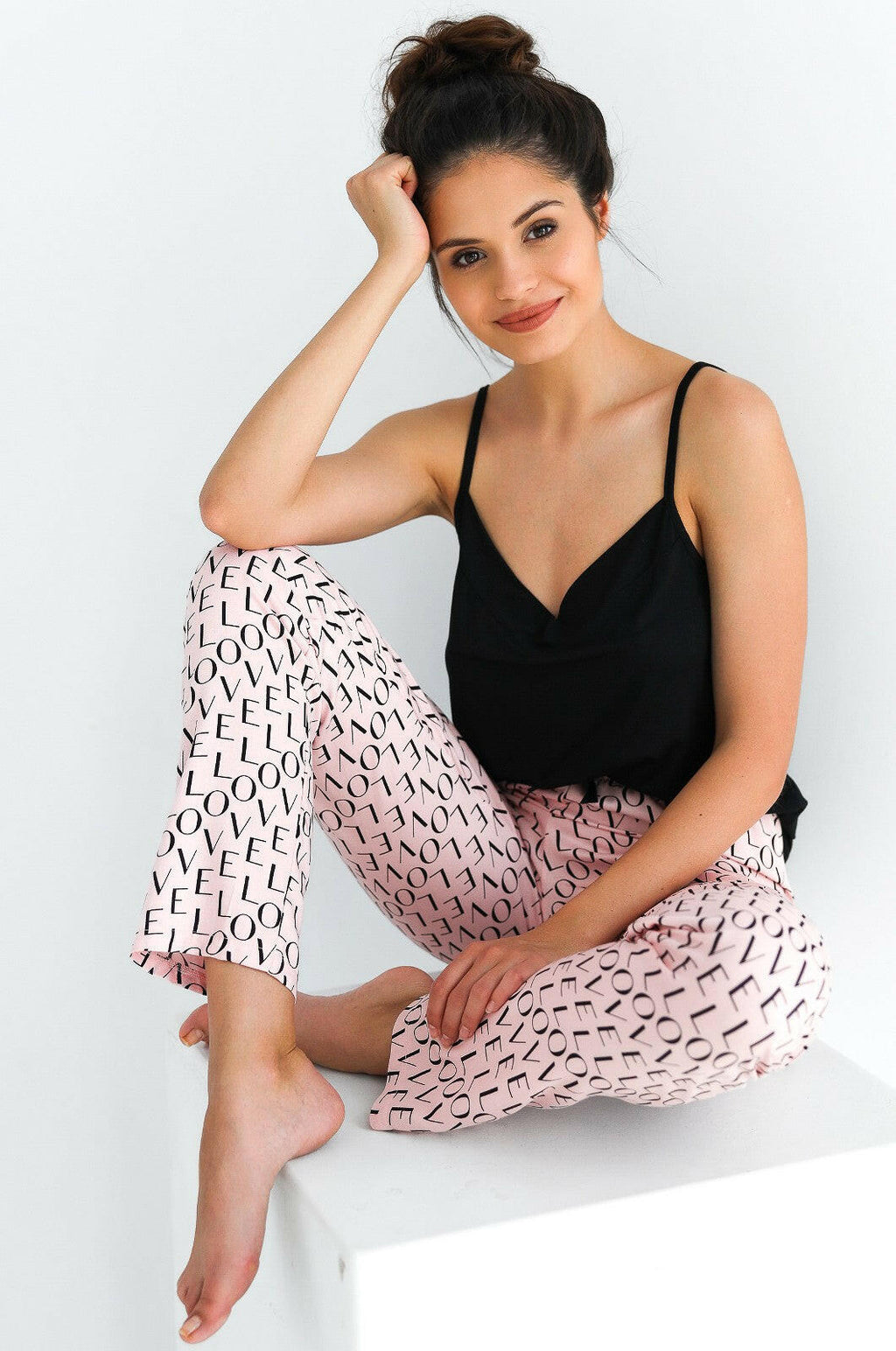 Pigiama - set notte in viscosa top + pantalone lungo - love