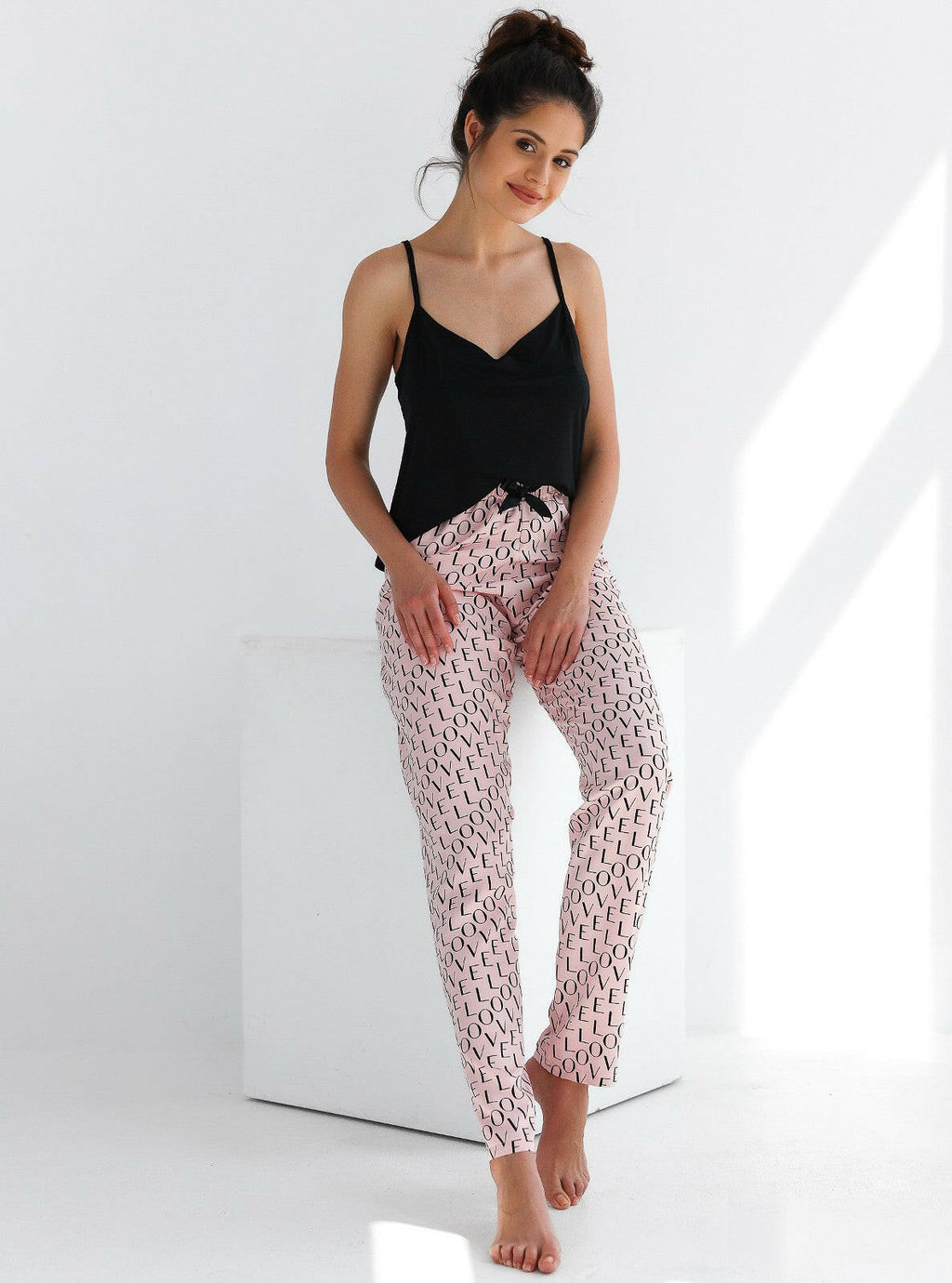 Pigiama - set notte in viscosa top + pantalone lungo - love