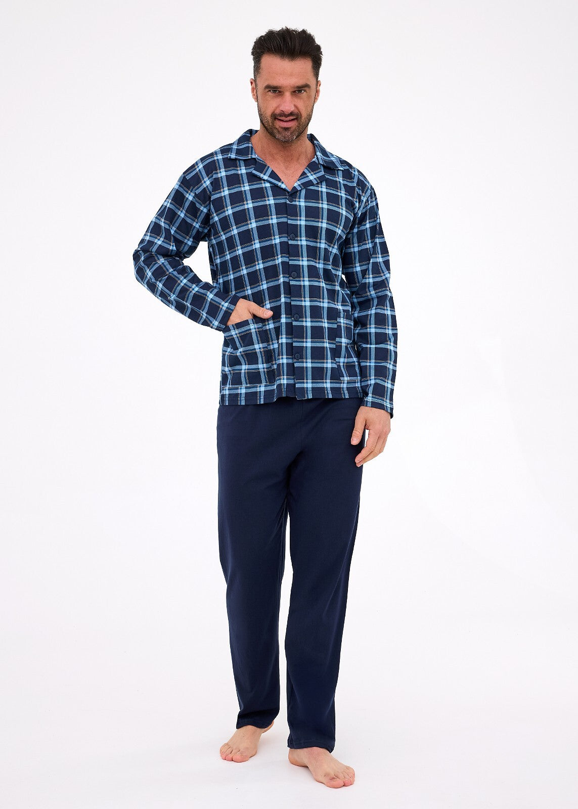 Pigiama da uomo aperto in 100% cotone - 114/81