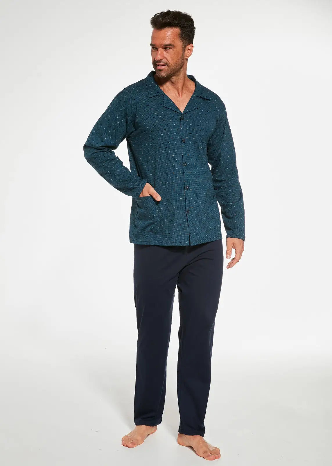 Pigiama da uomo aperto con bottoni - 100% cotone - 114/64