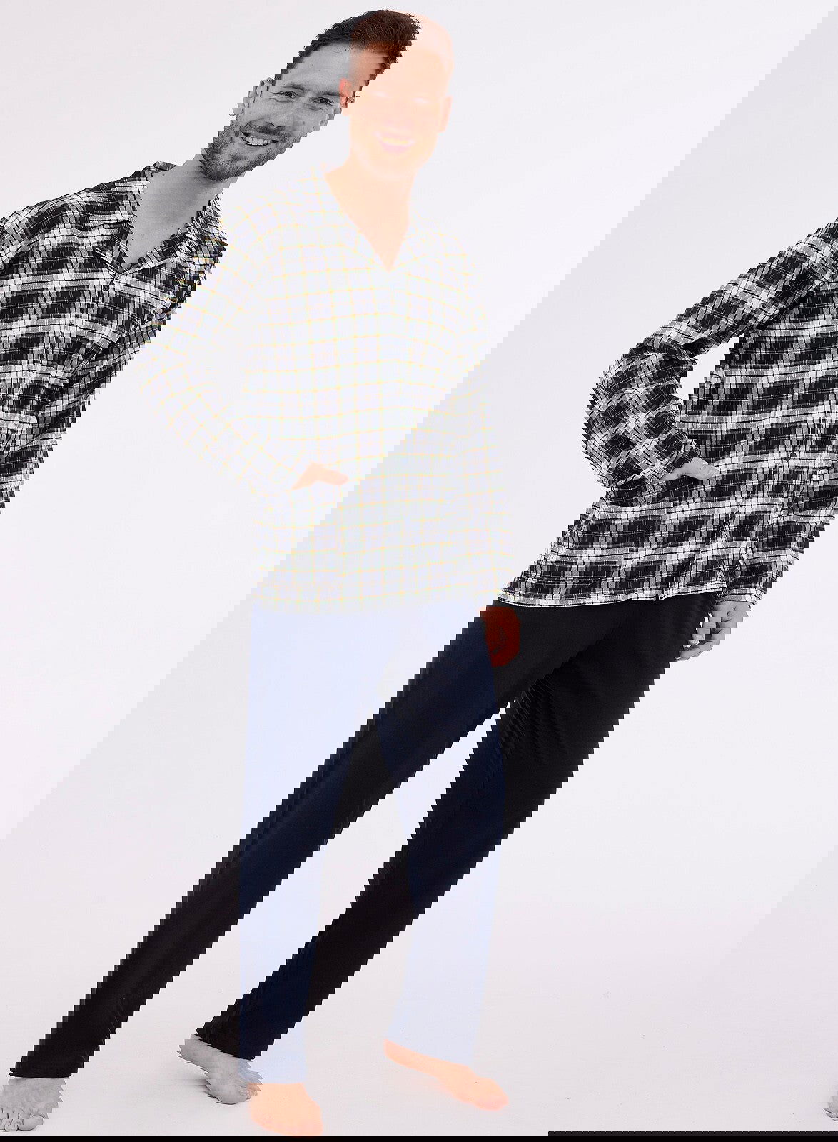 Pigiama da uomo aperto con bottoni - 100% cotone - 114/73