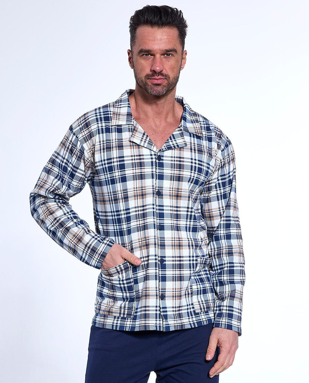 Pigiama da uomo aperto in puro cotone - 114/77