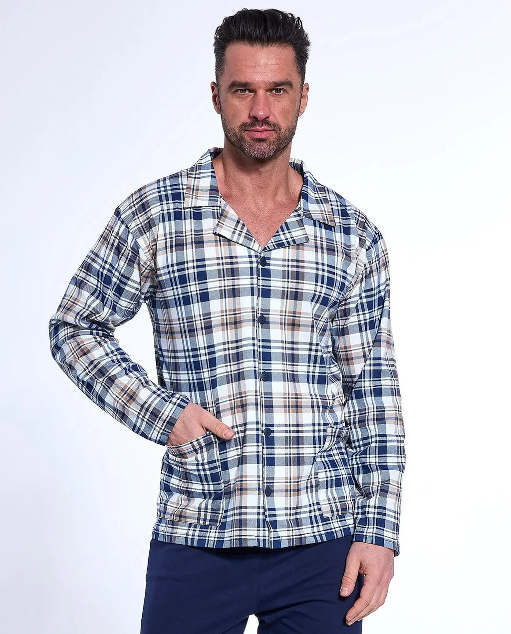 Pigiama da uomo aperto in puro cotone - 114/77