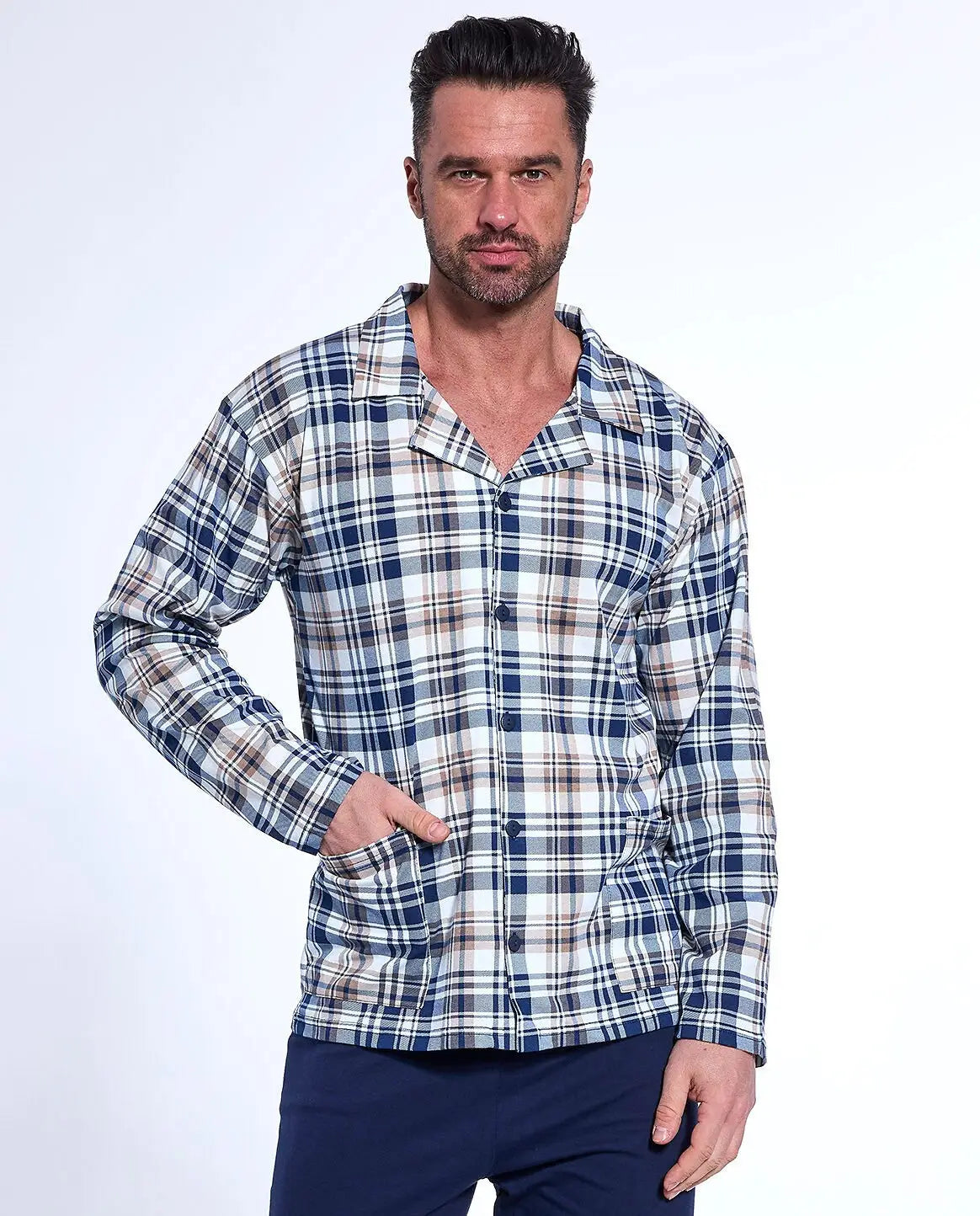 Pigiama da uomo aperto in puro cotone - 114/77