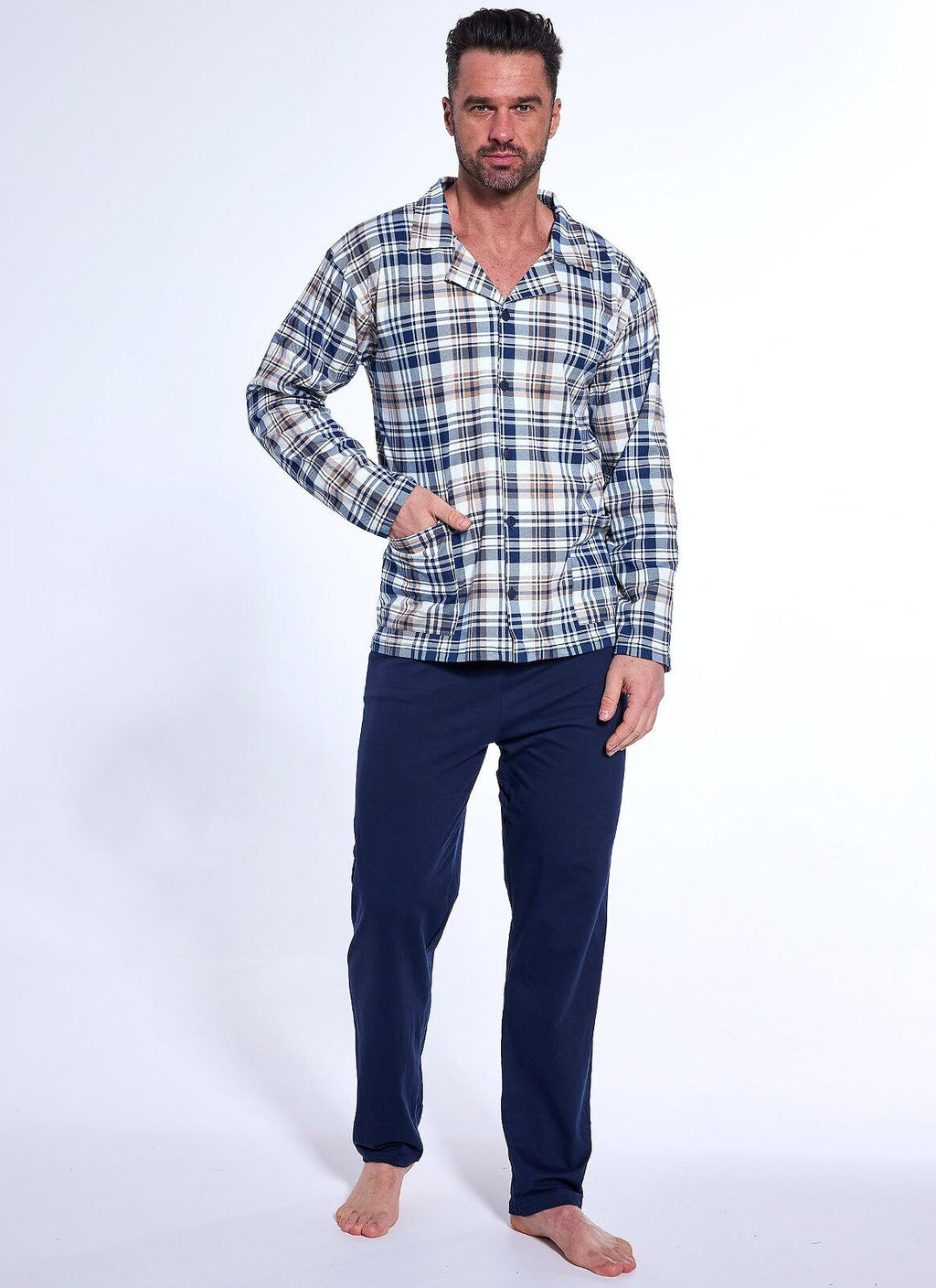 Pigiama da uomo aperto in puro cotone - 114/77