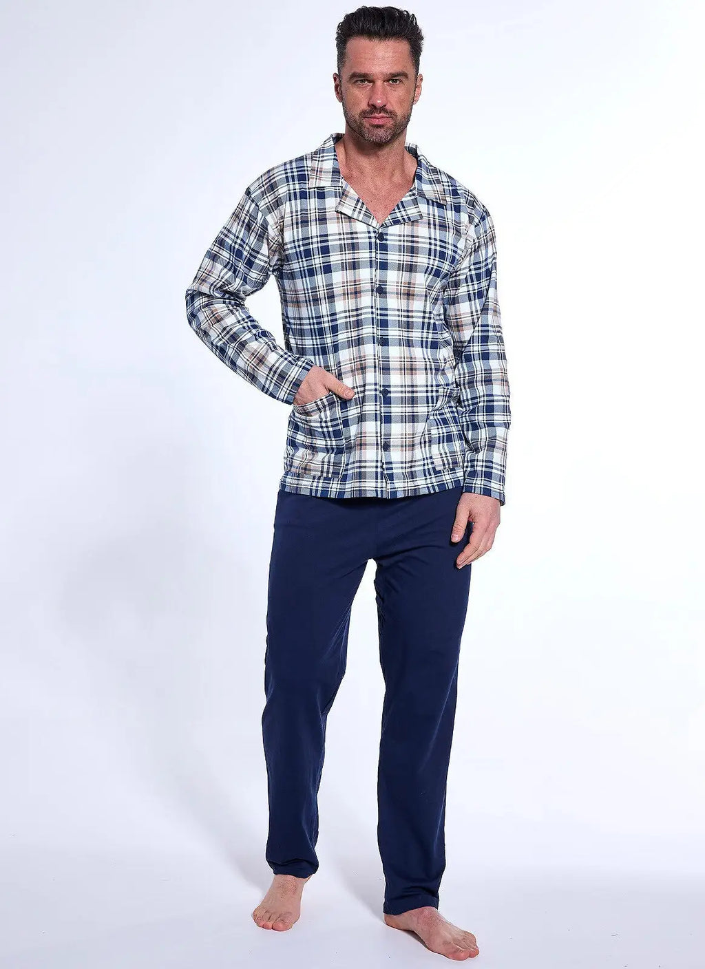 Pigiama da uomo aperto in puro cotone - 114/77