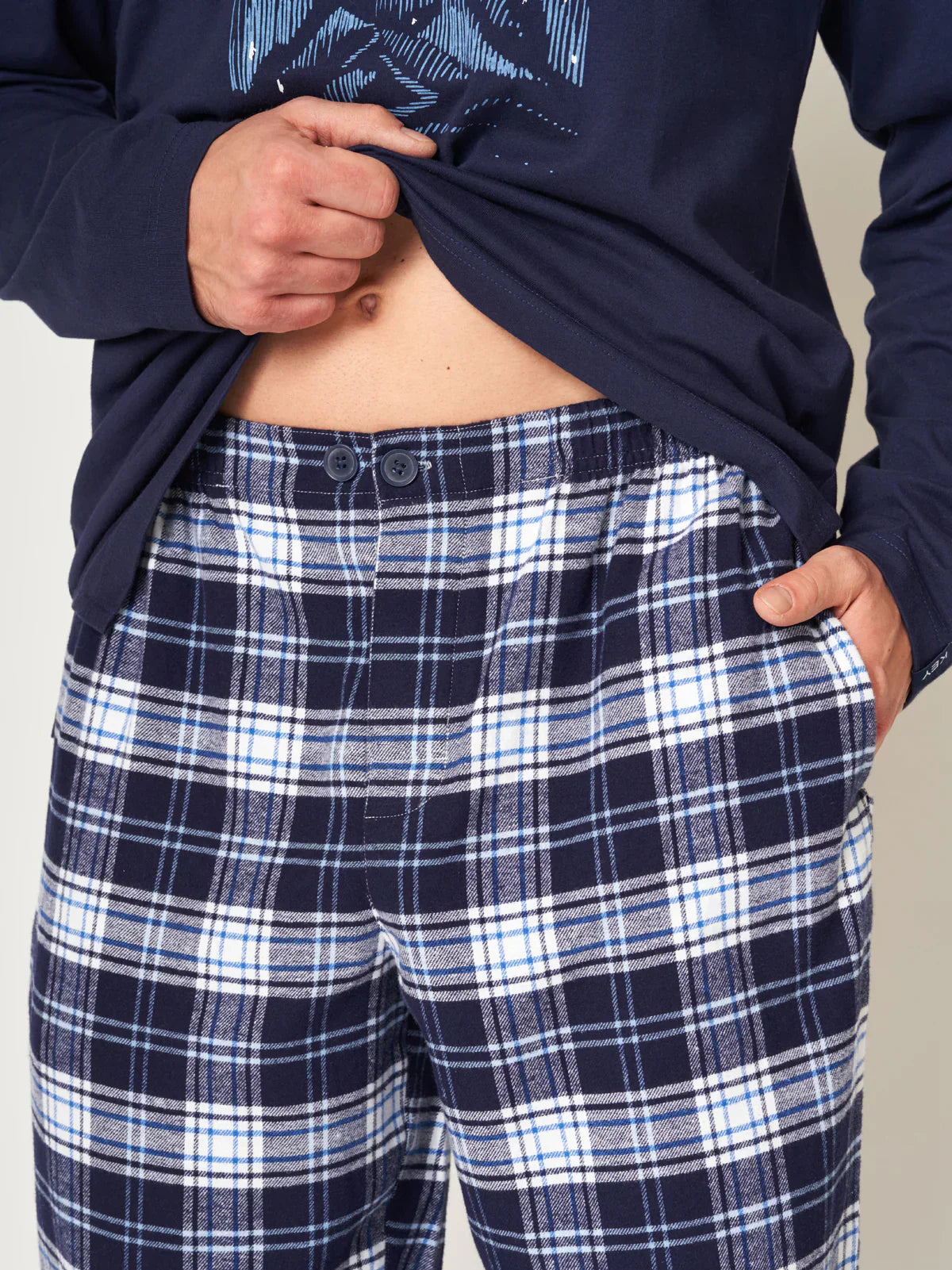 Pigiama uomo caldo in cotone e flanella | mns 412