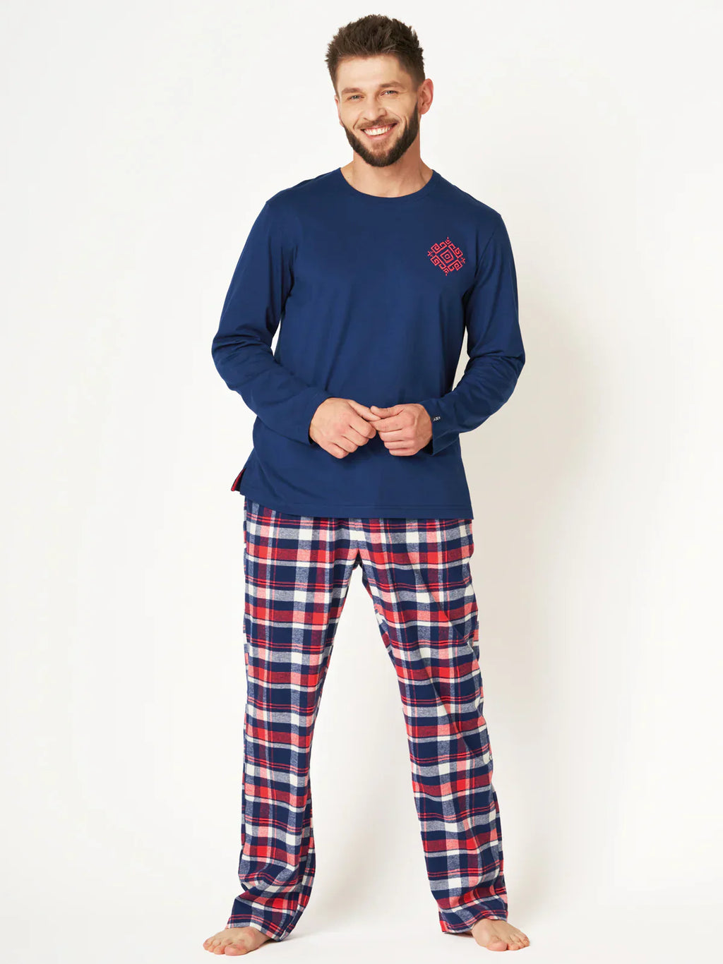 Pigiama uomo caldo in cotone e flanella | mns 613