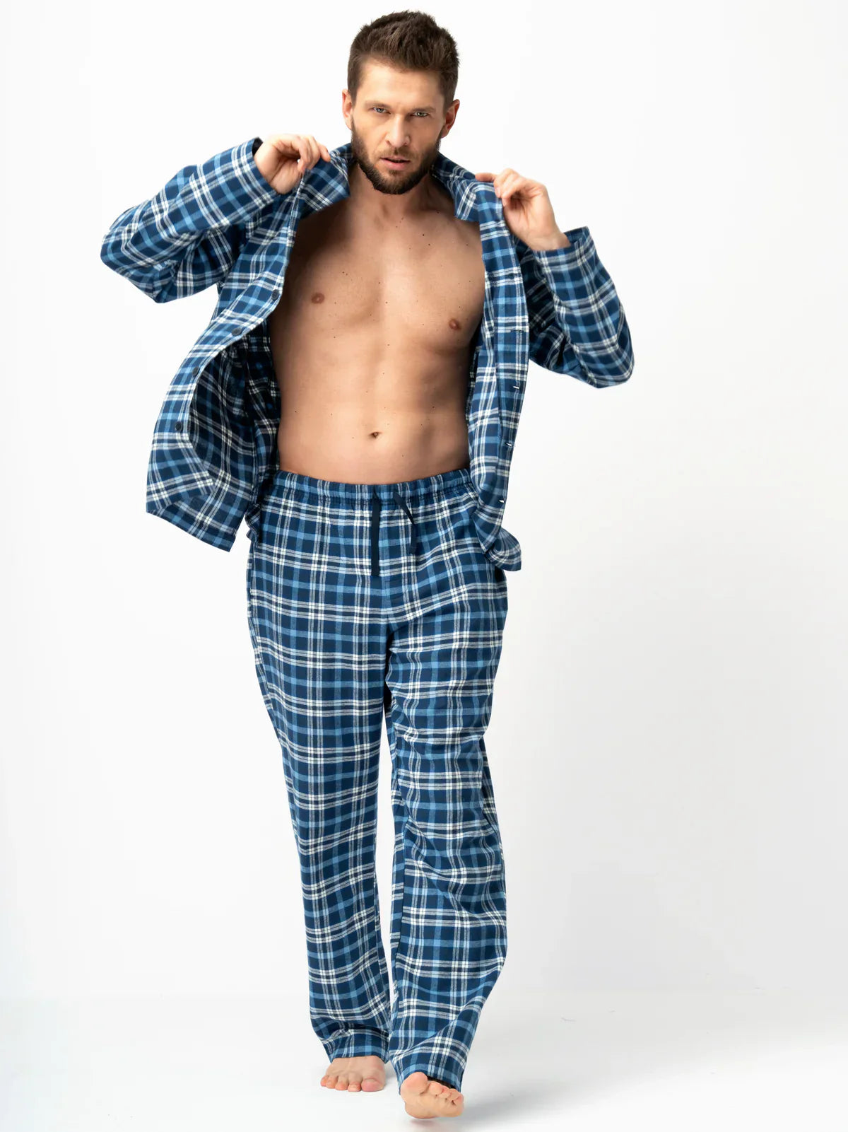Pigiama uomo classico in flanella di cotone | mns 492