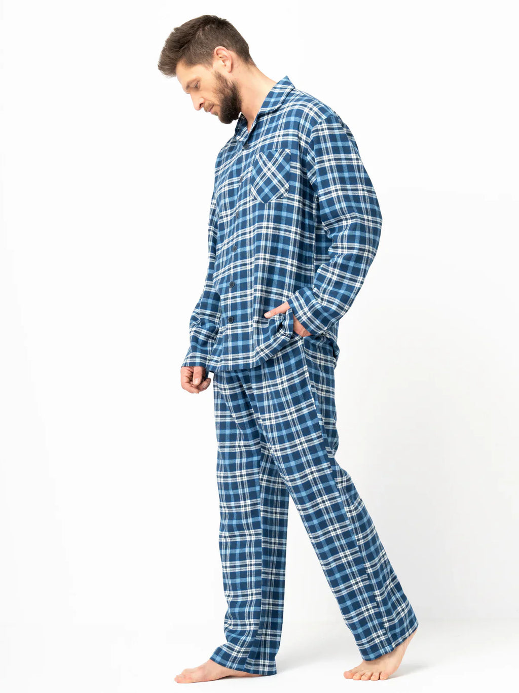 Pigiama uomo classico in flanella di cotone | mns 492