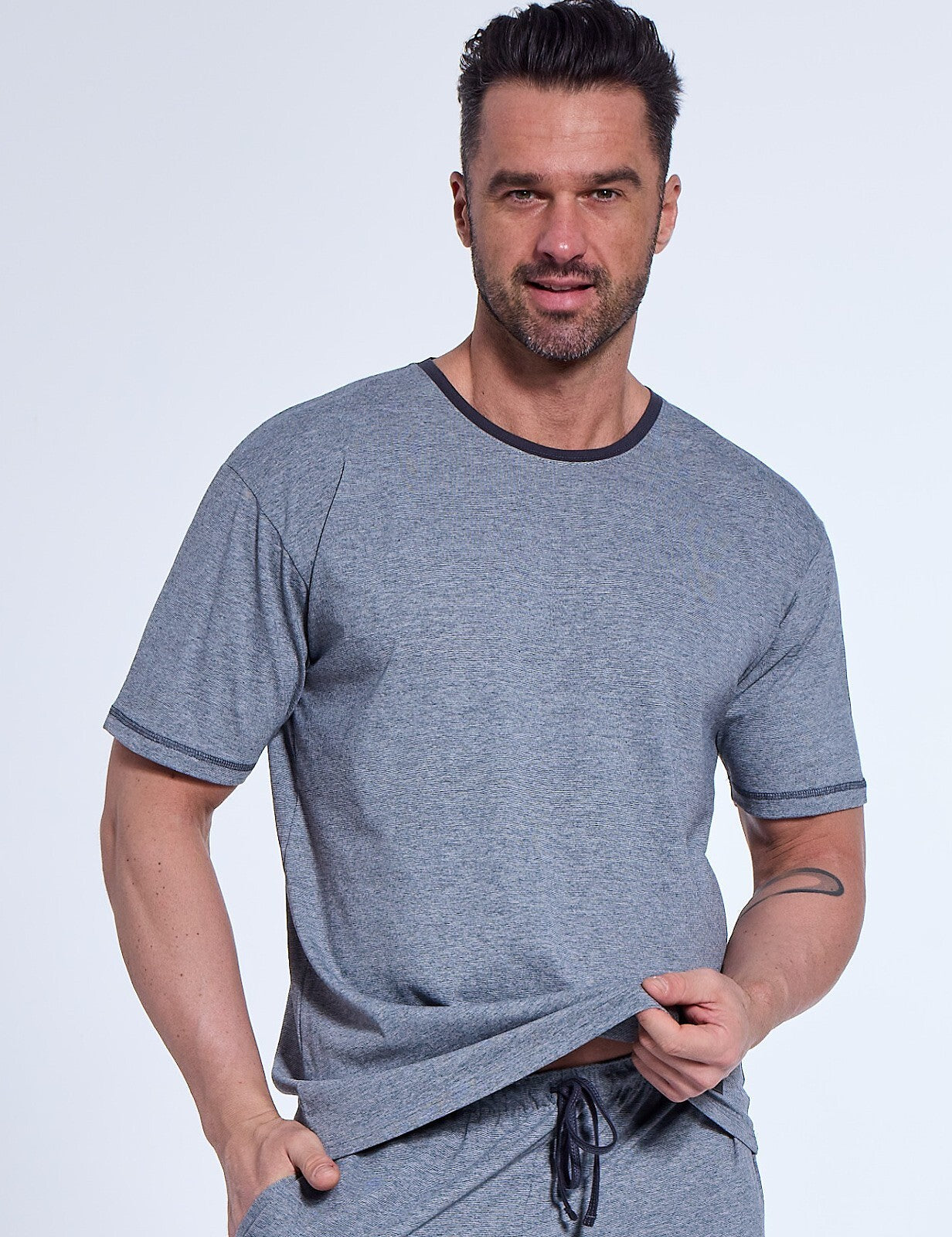 Pigiama da uomo corto in cotone elasticizzato - tom