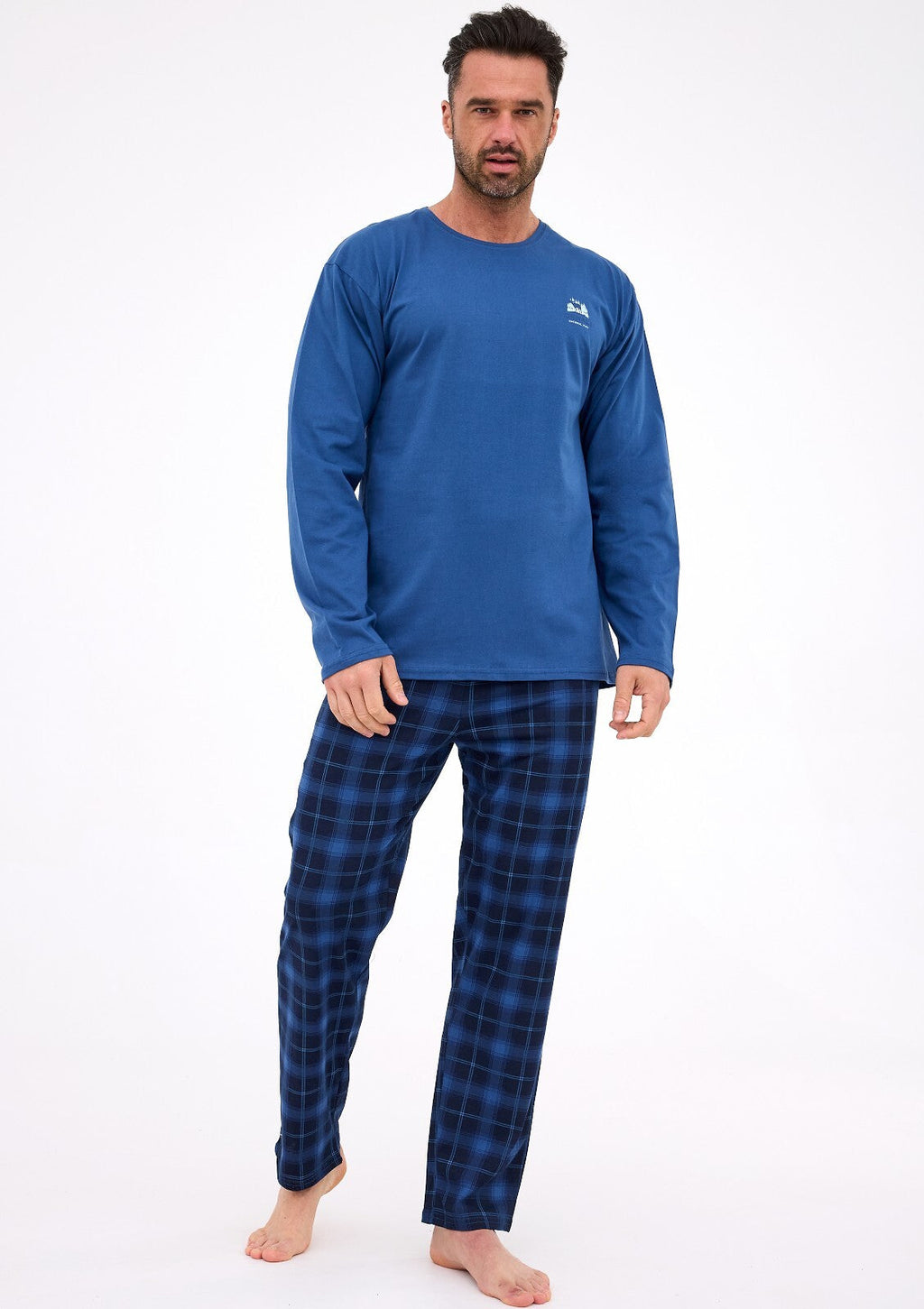 Pigiama uomo in cotone 100% motivo a quadri - denali