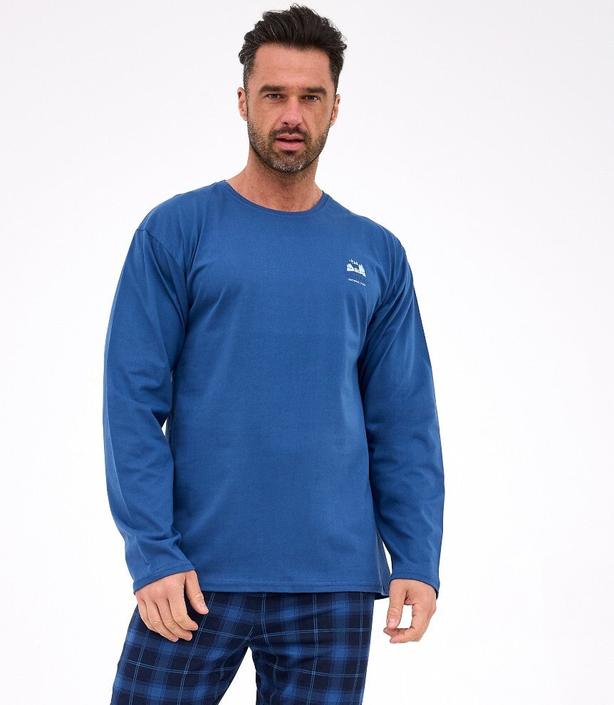 Pigiama uomo in cotone 100% motivo a quadri - denali