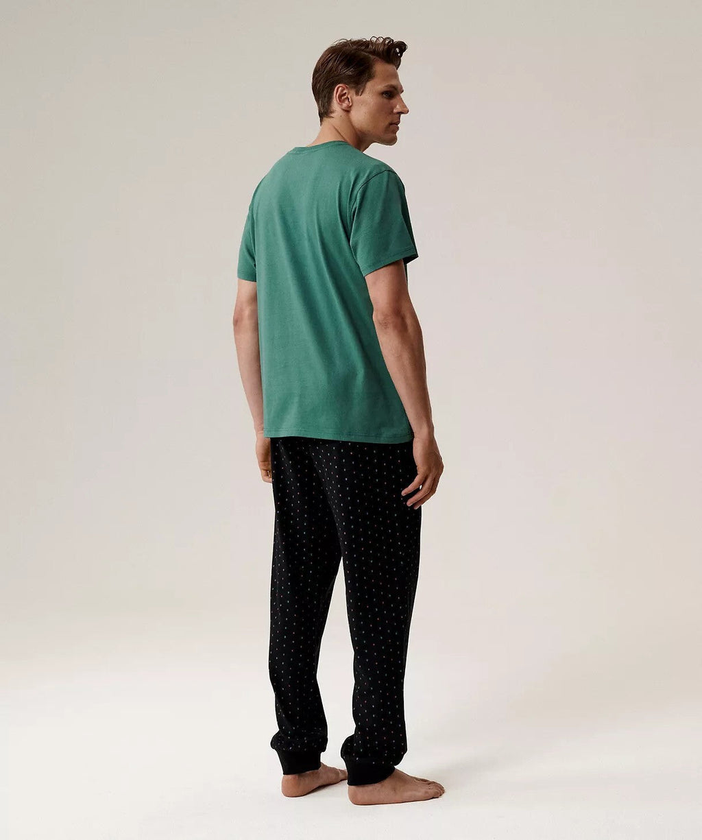 Pigiama uomo in cotone effetto pesca con pantaloni