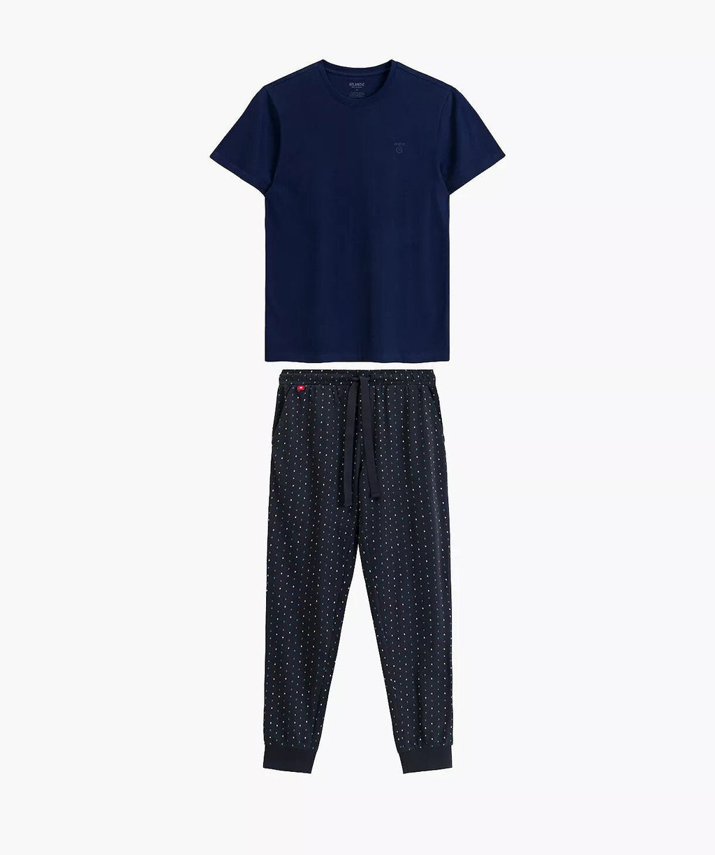 Pigiama uomo in cotone effetto pesca con pantaloni