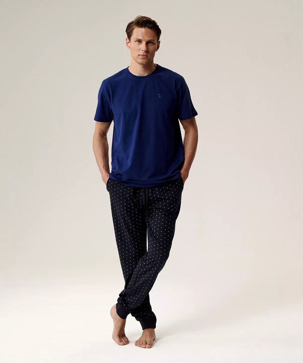 Pigiama uomo in cotone effetto pesca con pantaloni