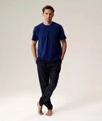 Pigiama uomo in cotone effetto pesca con pantaloni