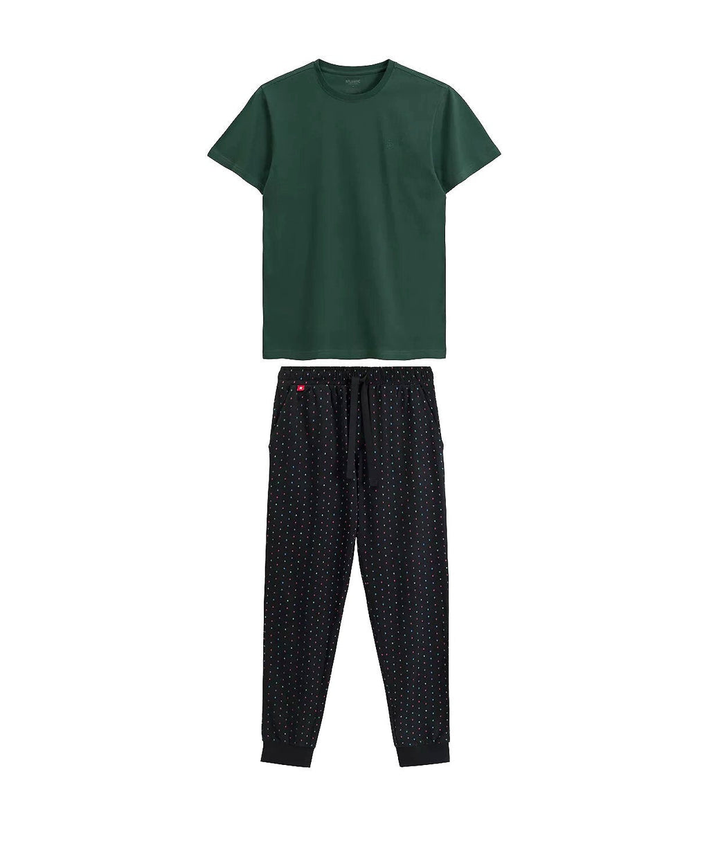 Pigiama uomo in cotone effetto pesca con pantaloni