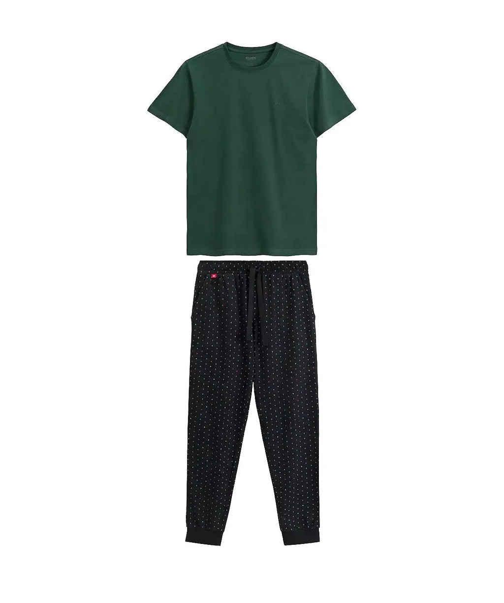 Pigiama uomo in cotone effetto pesca con pantaloni