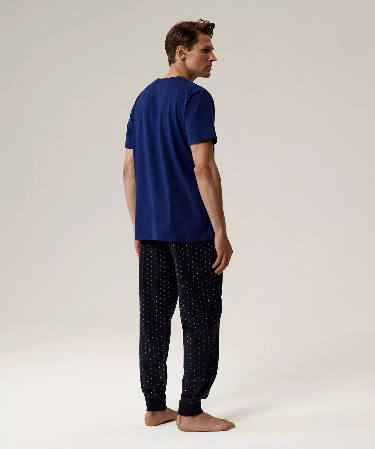 Pigiama uomo in cotone effetto pesca con pantaloni