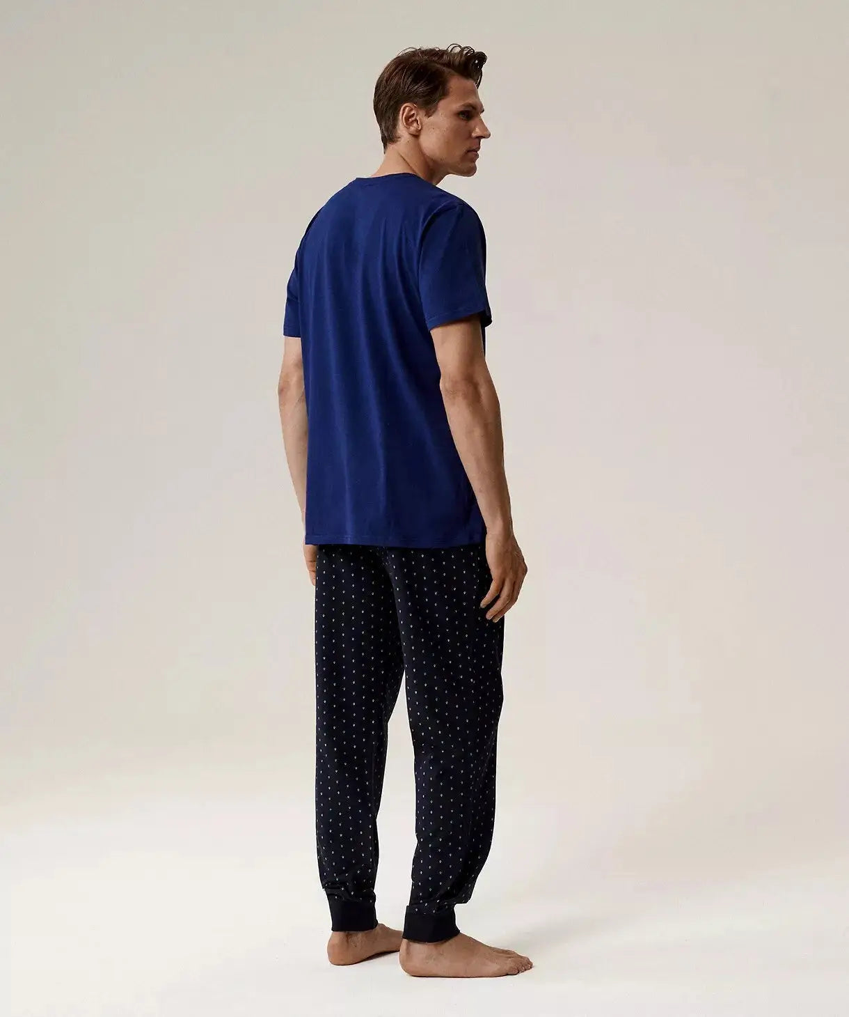 Pigiama uomo in cotone effetto pesca con pantaloni