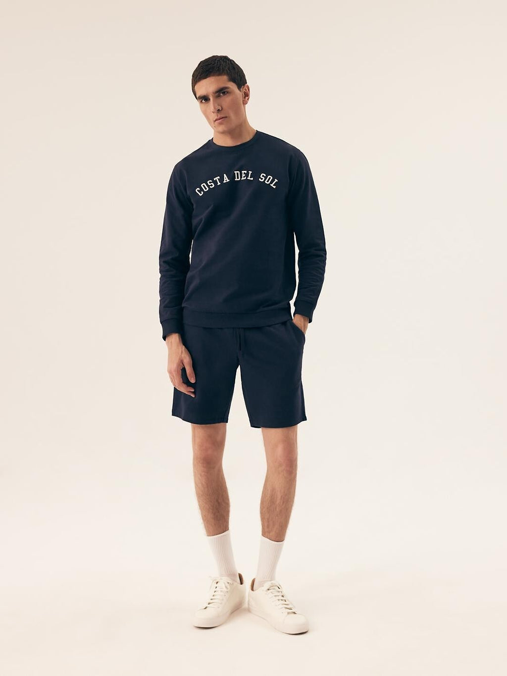 Pigiama da uomo in cotone manica lunga pantaloncini corti