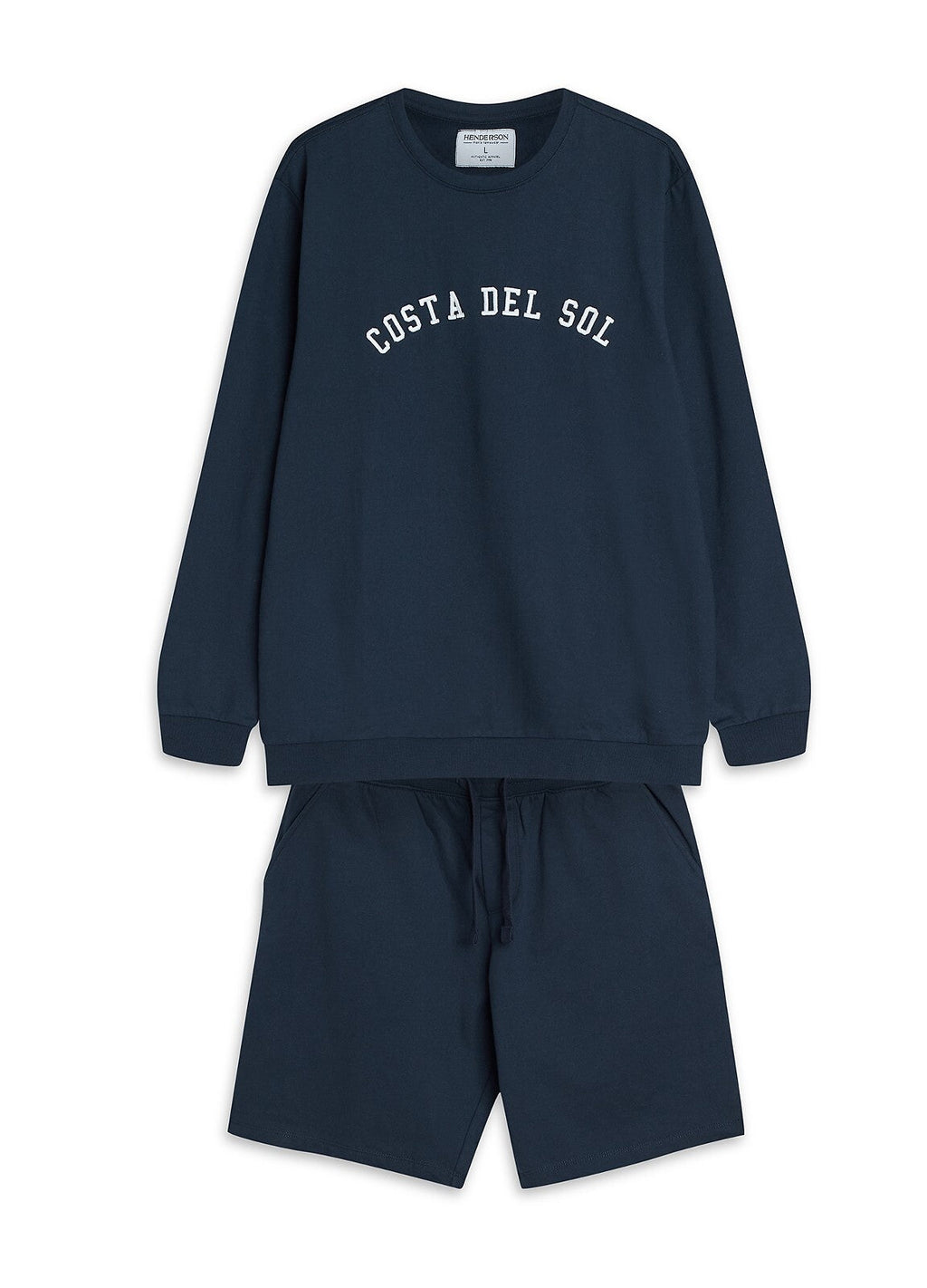 Pigiama da uomo in cotone manica lunga pantaloncini corti