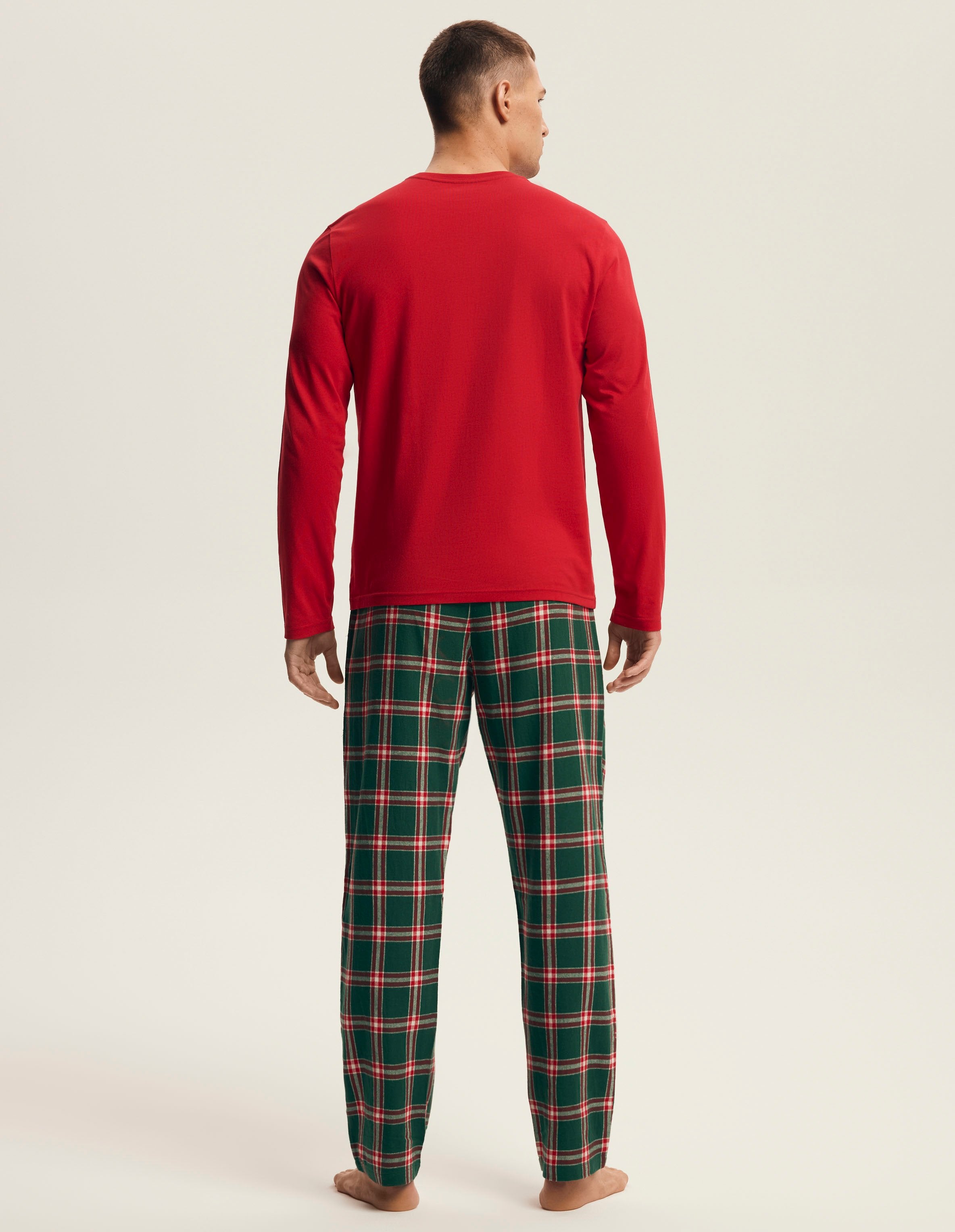 Pigiama uomo in cotone con motivo natalizio e pantaloni