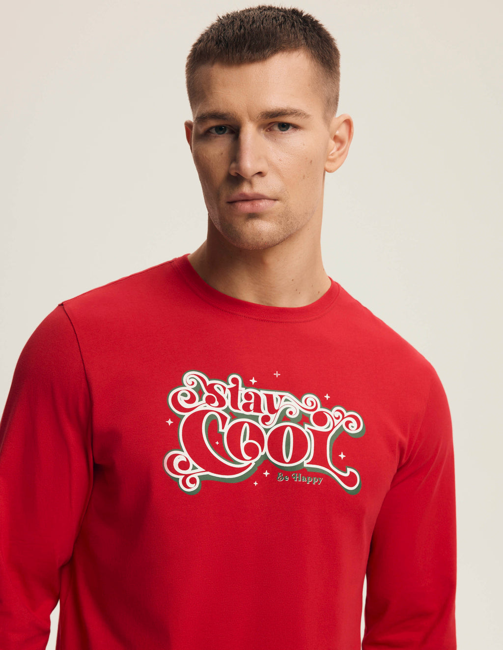 Pigiama uomo in cotone con motivo natalizio e pantaloni