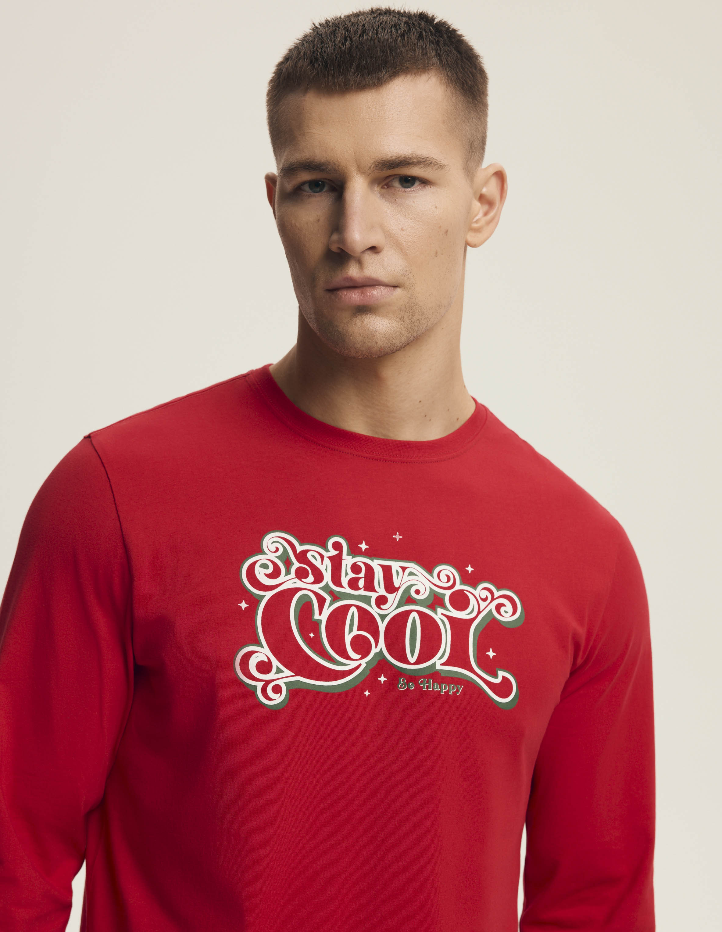 Pigiama uomo in cotone con motivo natalizio e pantaloni