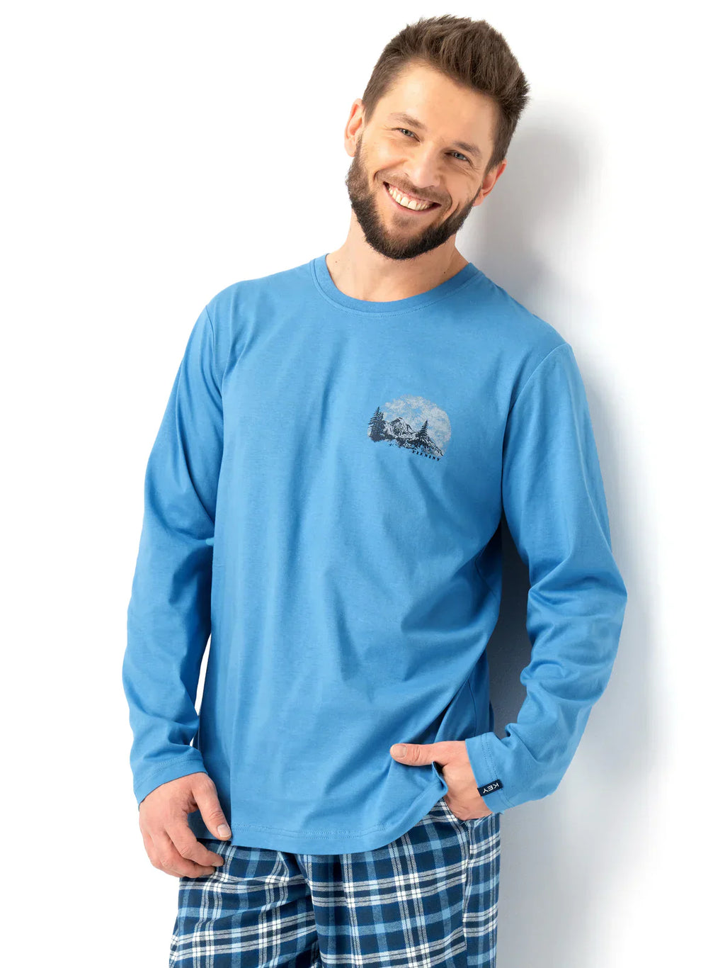 Pigiama uomo in cotone con pantaloni flanella a quadri