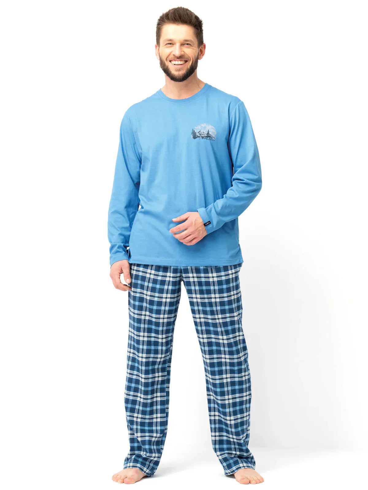 Pigiama uomo in cotone con pantaloni flanella a quadri