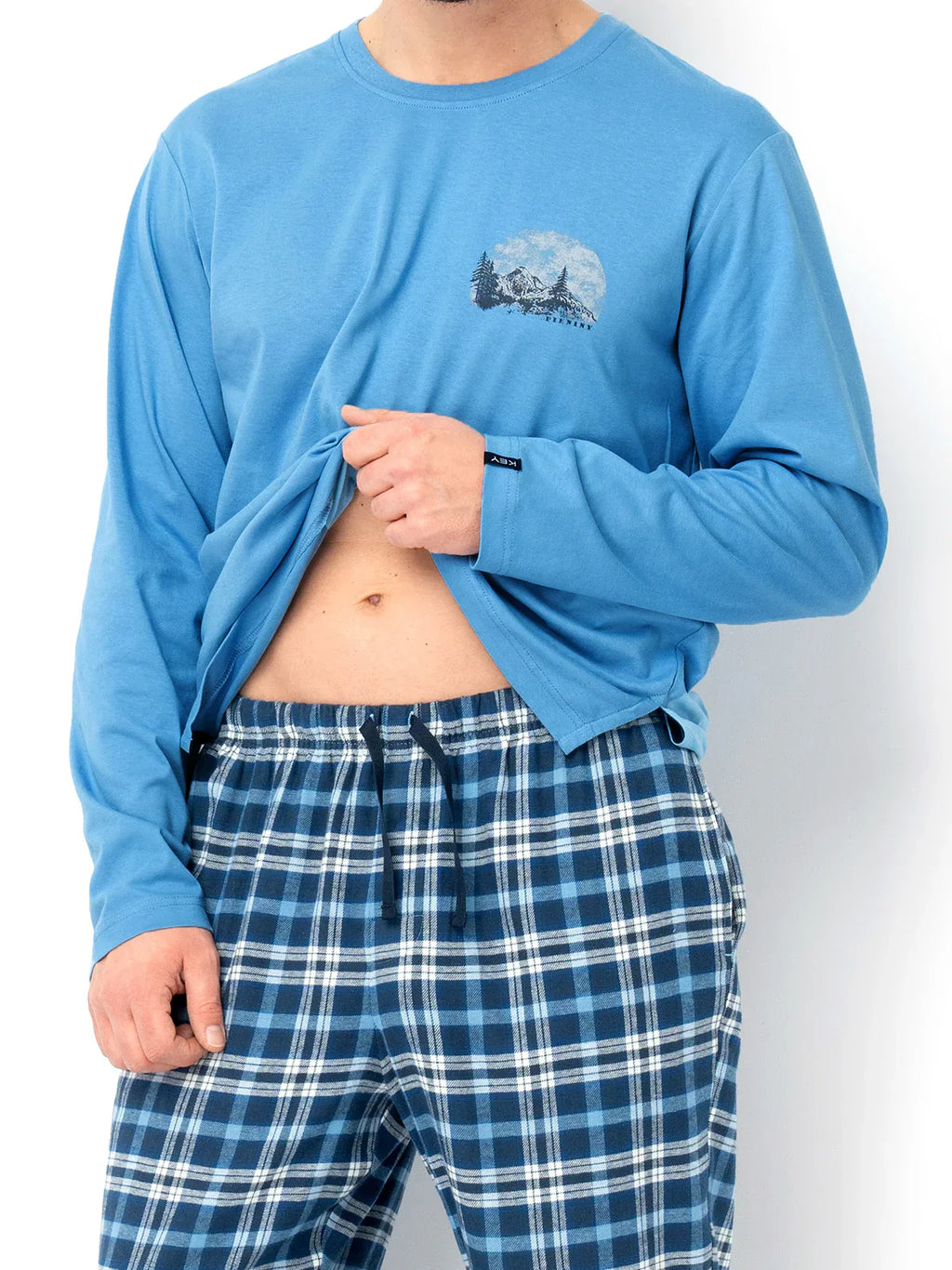 Pigiama uomo in cotone con pantaloni flanella a quadri