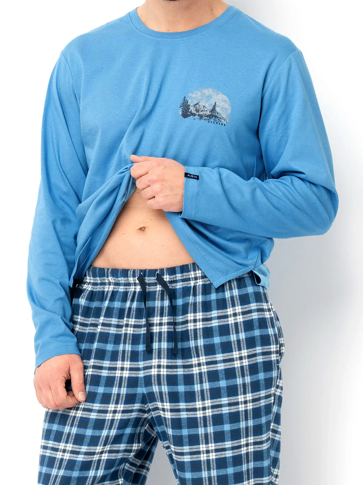 Pigiama uomo in cotone con pantaloni flanella a quadri