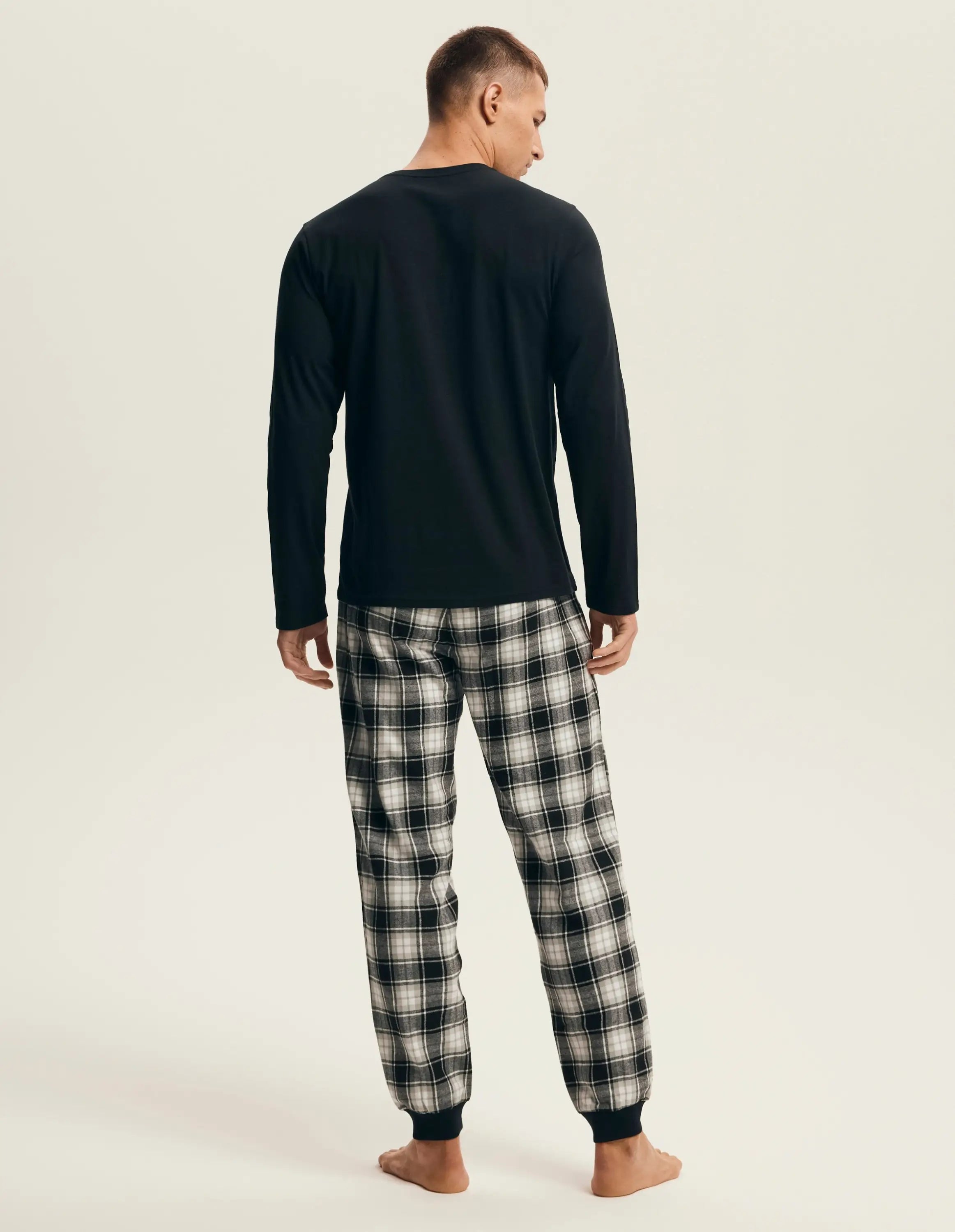 Pigiama uomo in cotone con pantaloni flanella a quadri