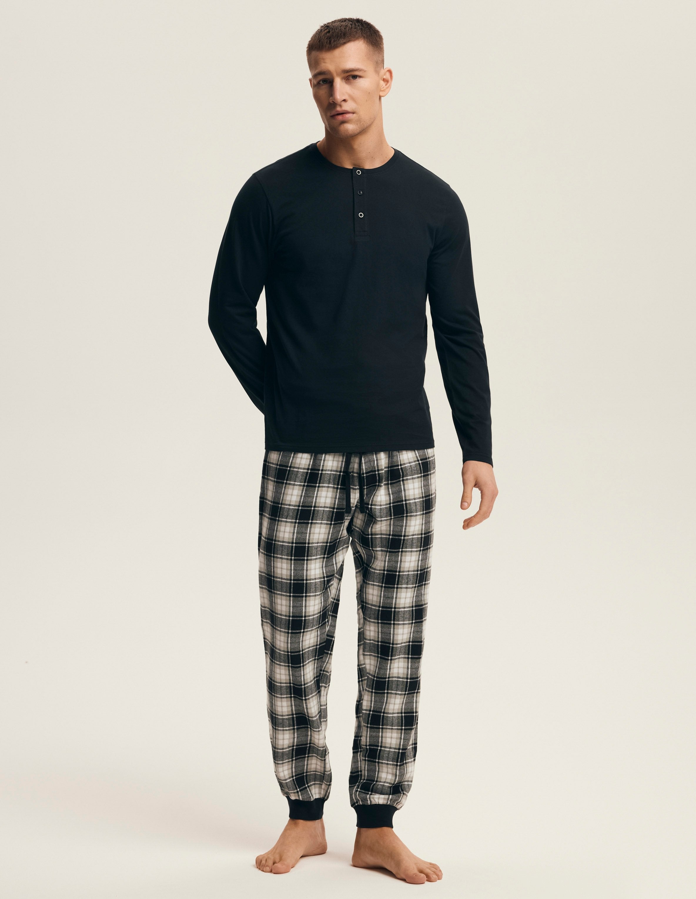 Pigiama uomo in cotone con pantaloni flanella a quadri