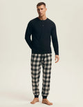 Pigiama uomo in cotone con pantaloni flanella a quadri