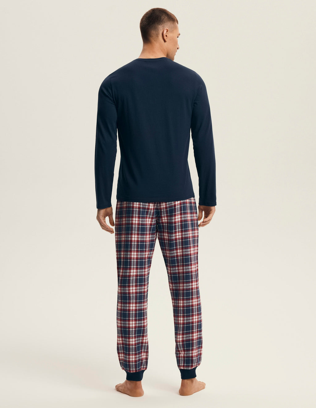 Pigiama uomo in cotone con pantaloni flanella a quadri