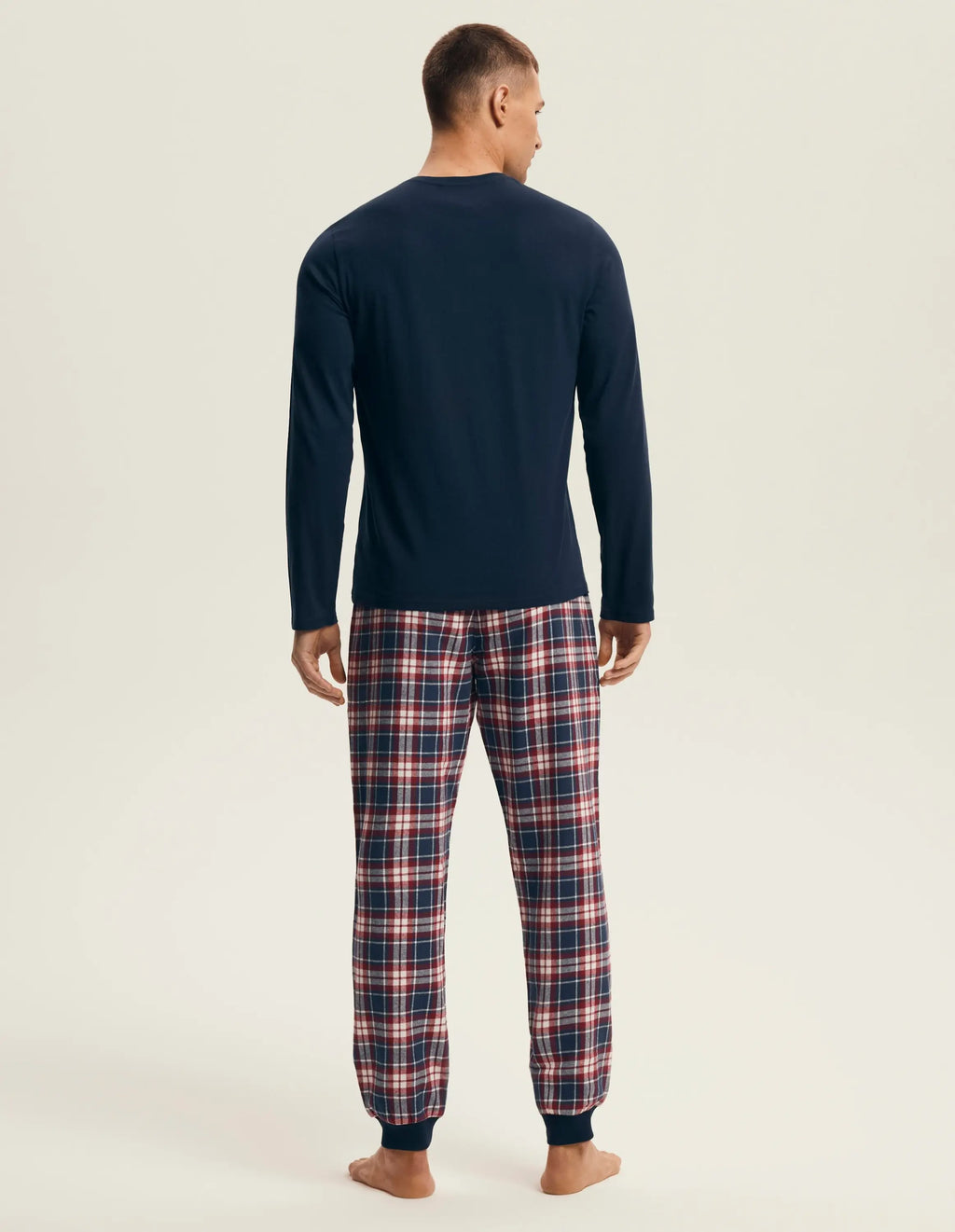 Pigiama uomo in cotone con pantaloni flanella a quadri