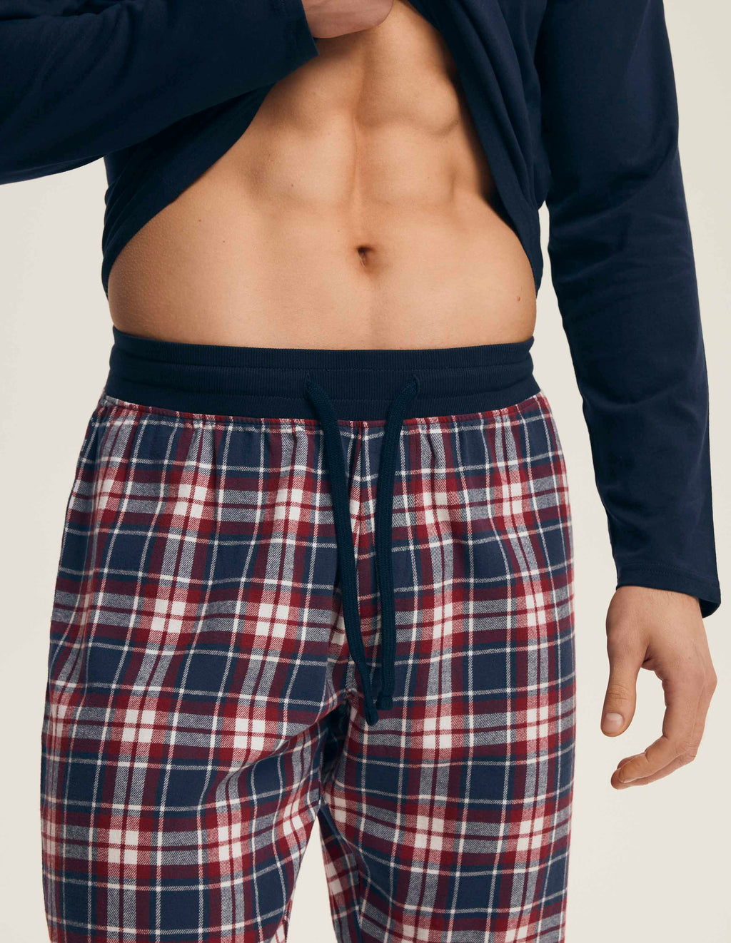 Pigiama uomo in cotone con pantaloni flanella a quadri