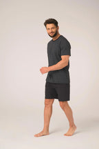Pigiama uomo in cotone – set con stampa ad ancore e shorts