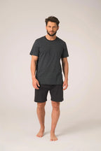 Pigiama uomo in cotone – set con stampa ad ancore e shorts