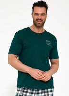 Pigiama uomo in cotone con shorts a quadretti (montana