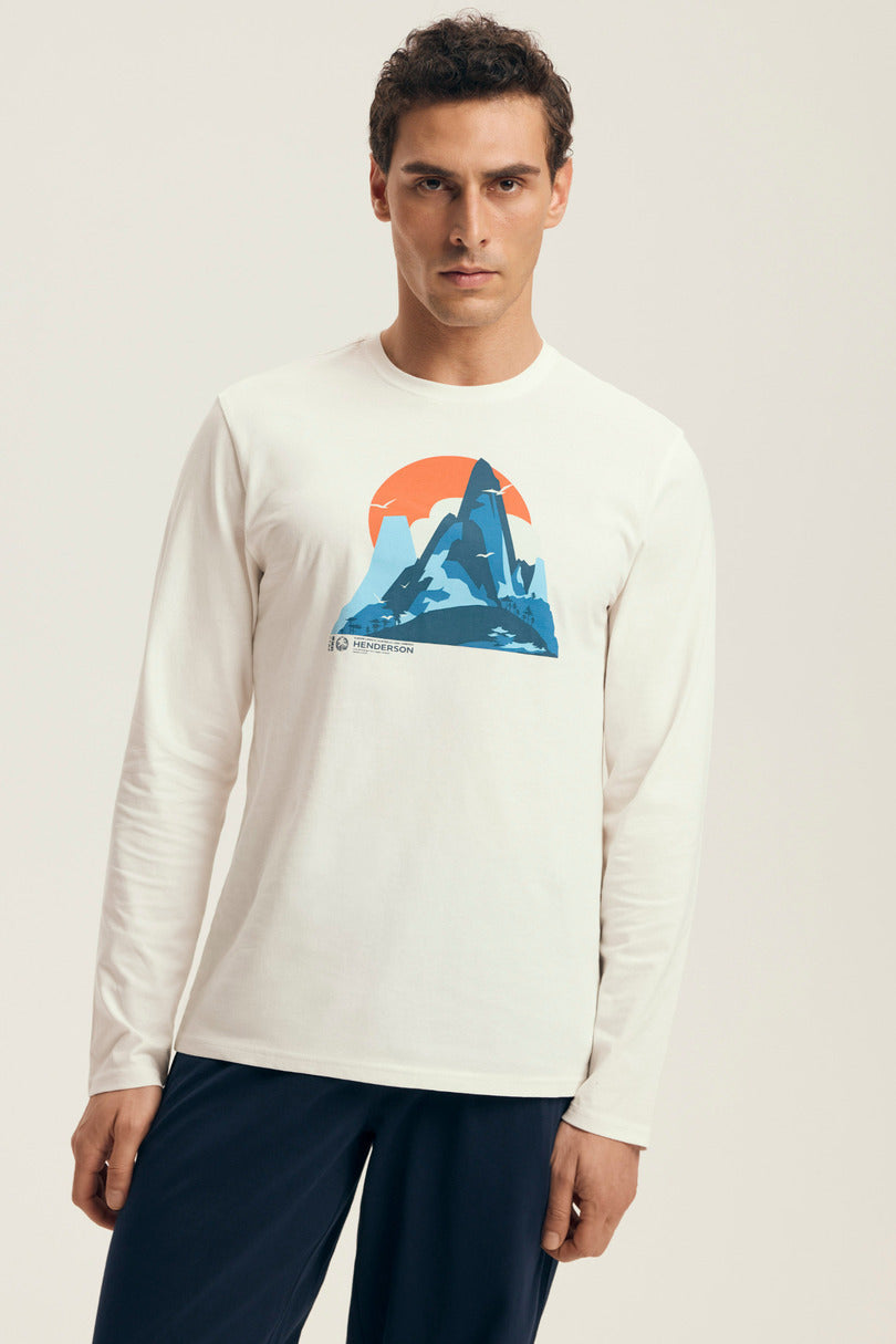 Pigiama uomo in cotone con stampa montagna | loji