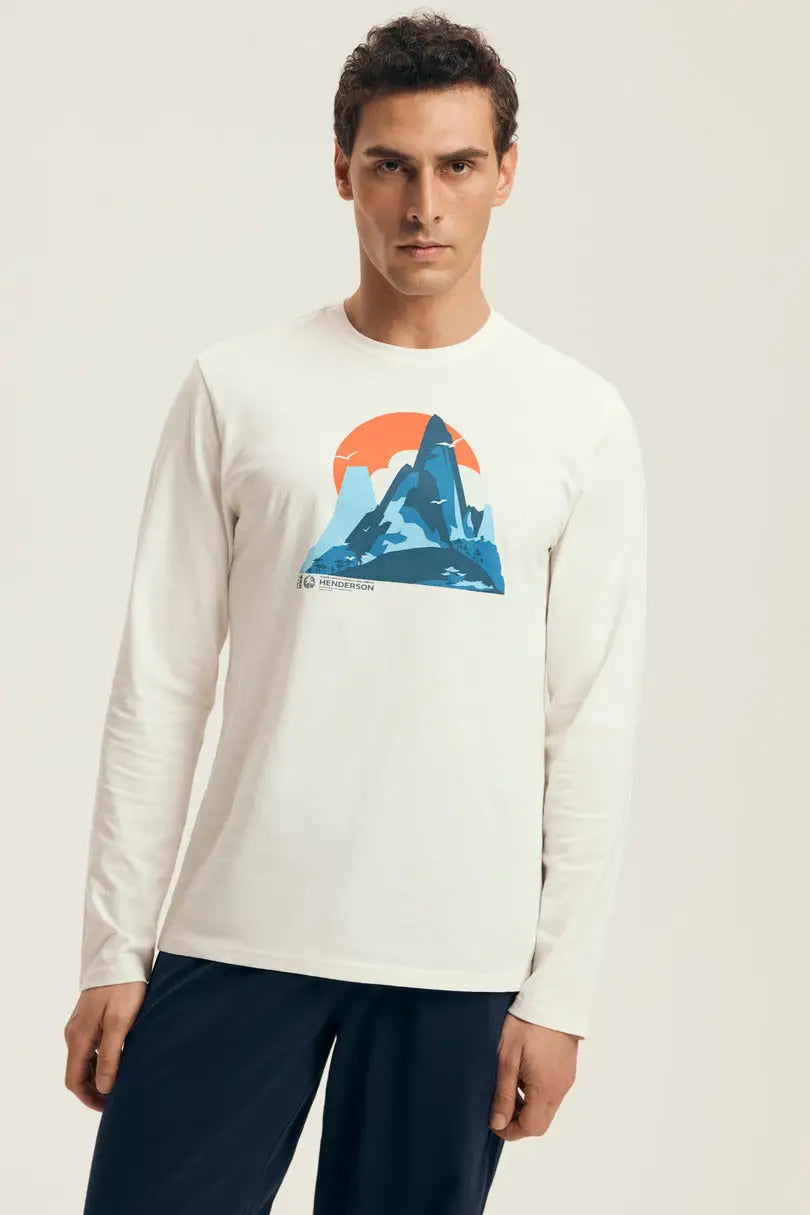 Pigiama uomo in cotone con stampa montagna | loji