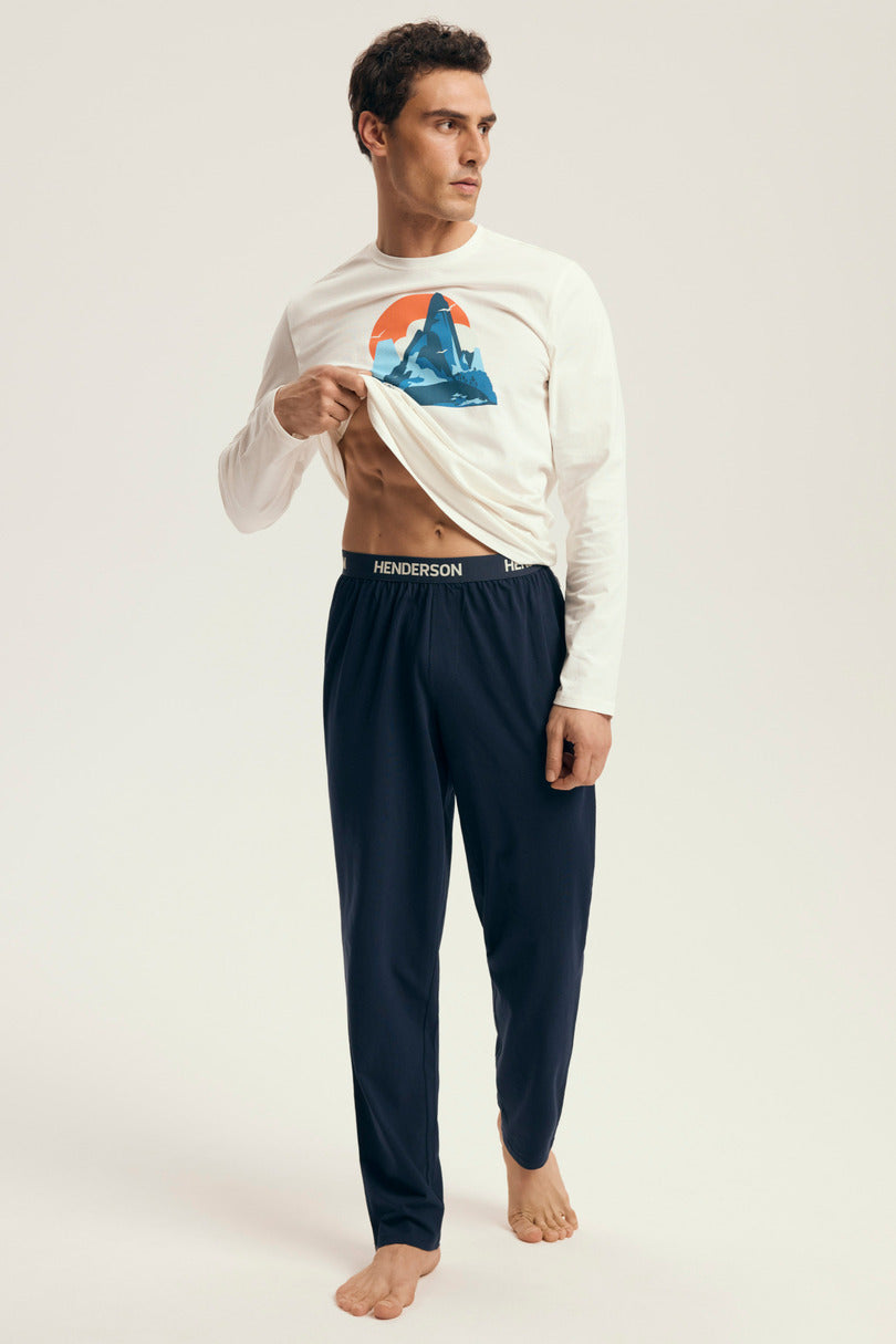 Pigiama uomo in cotone con stampa montagna | loji
