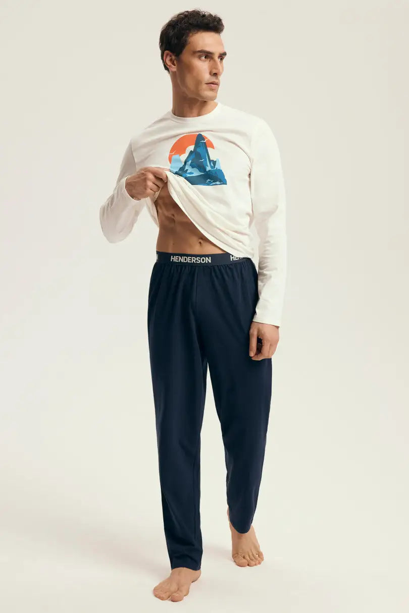 Pigiama uomo in cotone con stampa montagna | loji