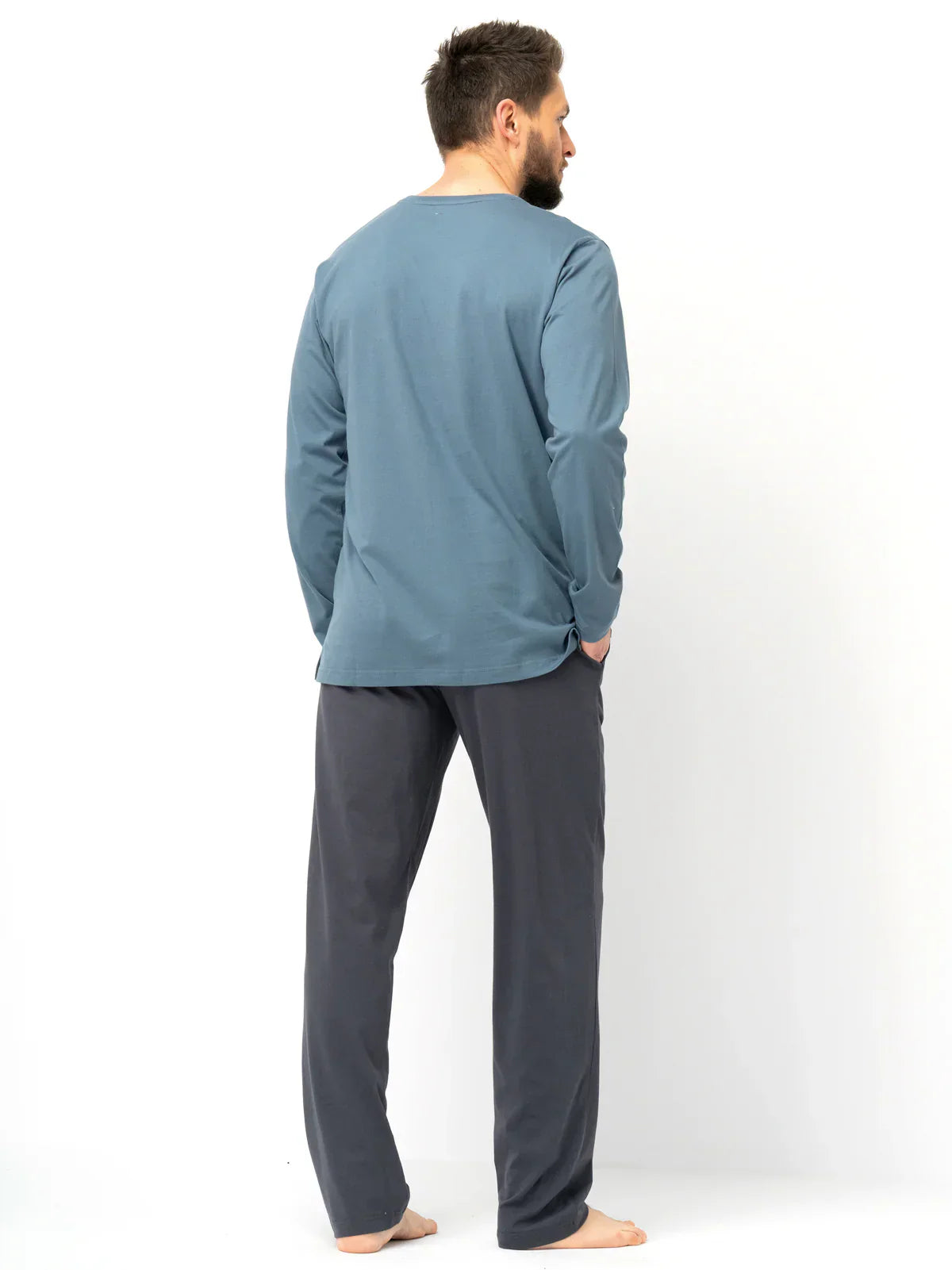 Pigiama uomo in cotone con stampa paesaggio boschivo | mns