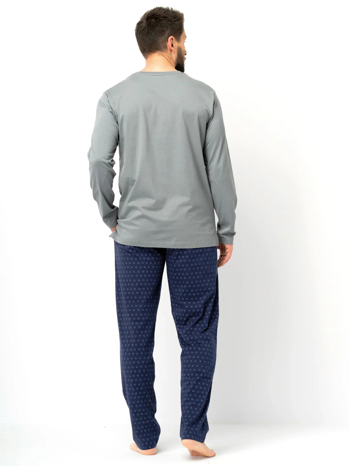 Pigiama uomo in cotone con stampa e pantaloni a fantasia