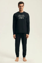 Pigiama uomo in cotone stile jogger con stampa futuristica